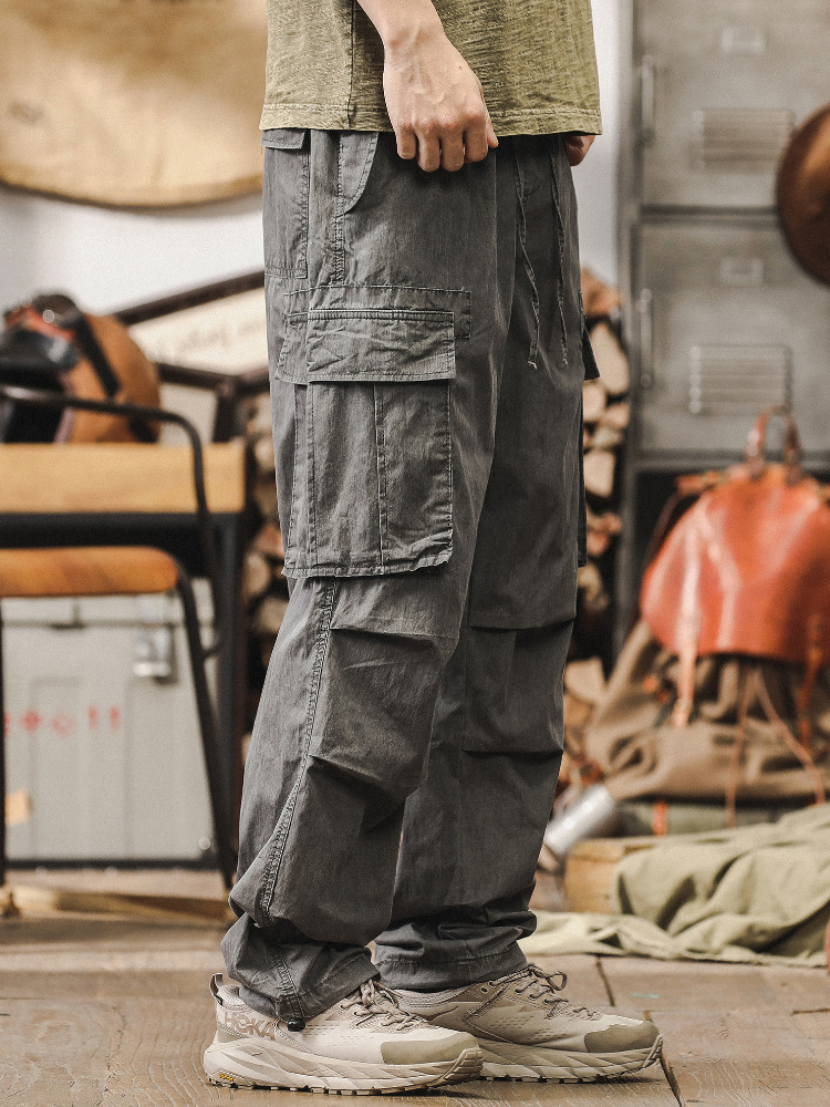 美式復古戶外工裝褲子男春秋季潮牌寬鬆大碼休閒褲男士速乾傘兵褲