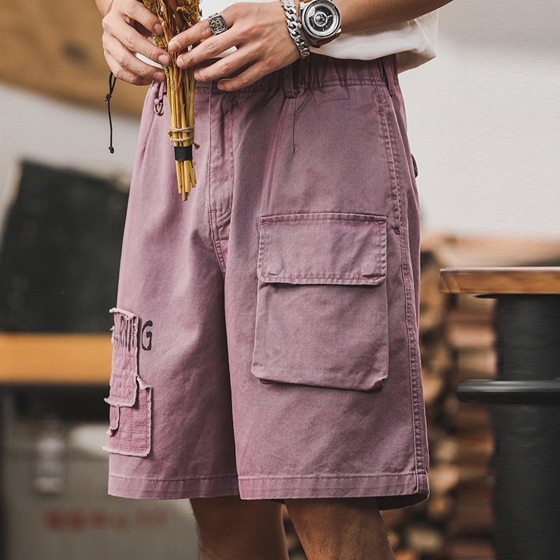 美式潮牌重磅工裝短褲男夏季潮流寬鬆大碼五分褲2024新款休閒褲男