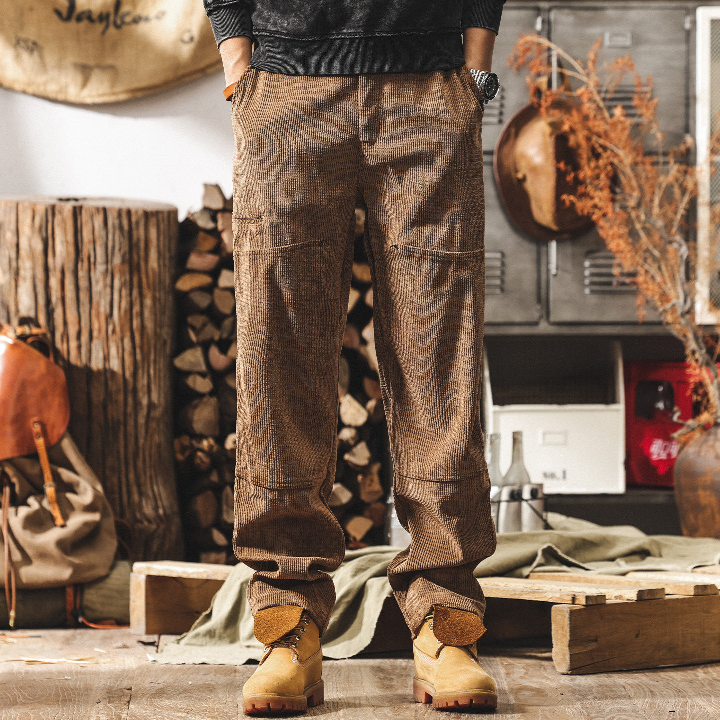 美式復古燈芯絨褲子男士寬鬆長褲春季2026新款潮牌直筒休閒工裝褲