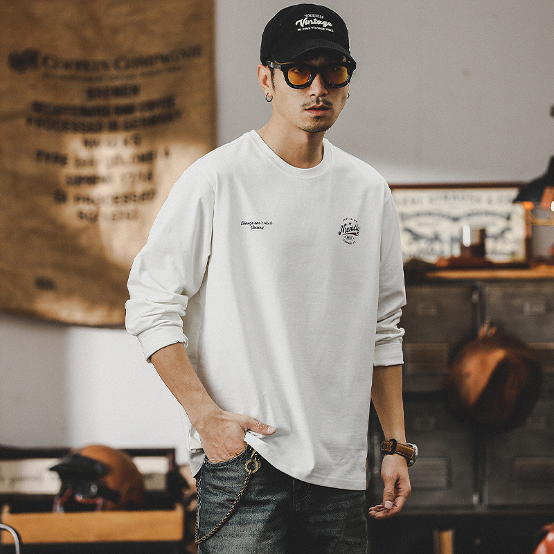 春季新款260g重磅白色T恤男長袖男士2024新款潮牌寬鬆打底衫