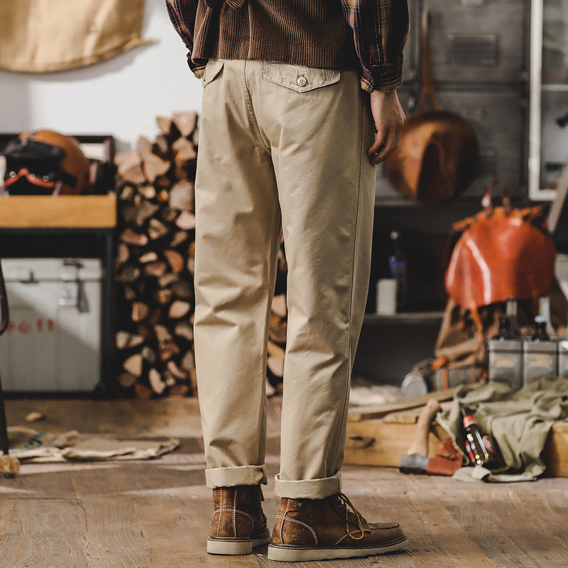 美式復古工裝褲子男春季2024年新款廓爾格軍褲超柔碳磨男士休閒褲