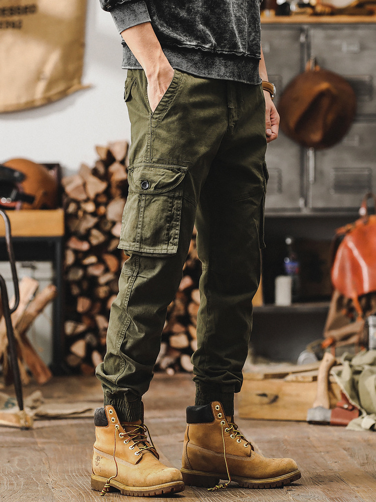 美式復古工裝褲男潮牌2024新款直筒男士春季褲子獵裝戰術休閒褲男