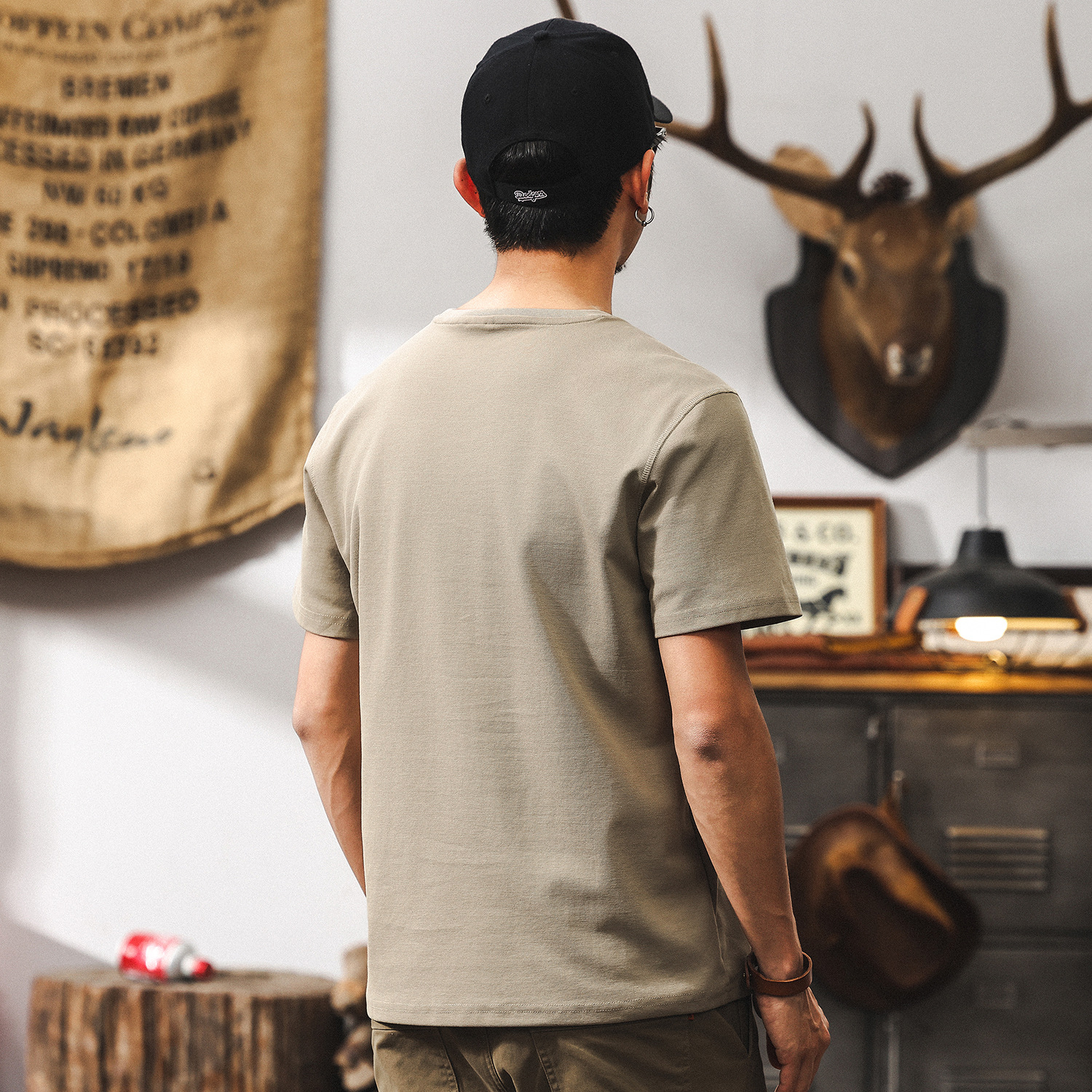 【索羅娜涼感科技】吸濕透氣短袖T恤男夏季美式復古簡約休閒上衣