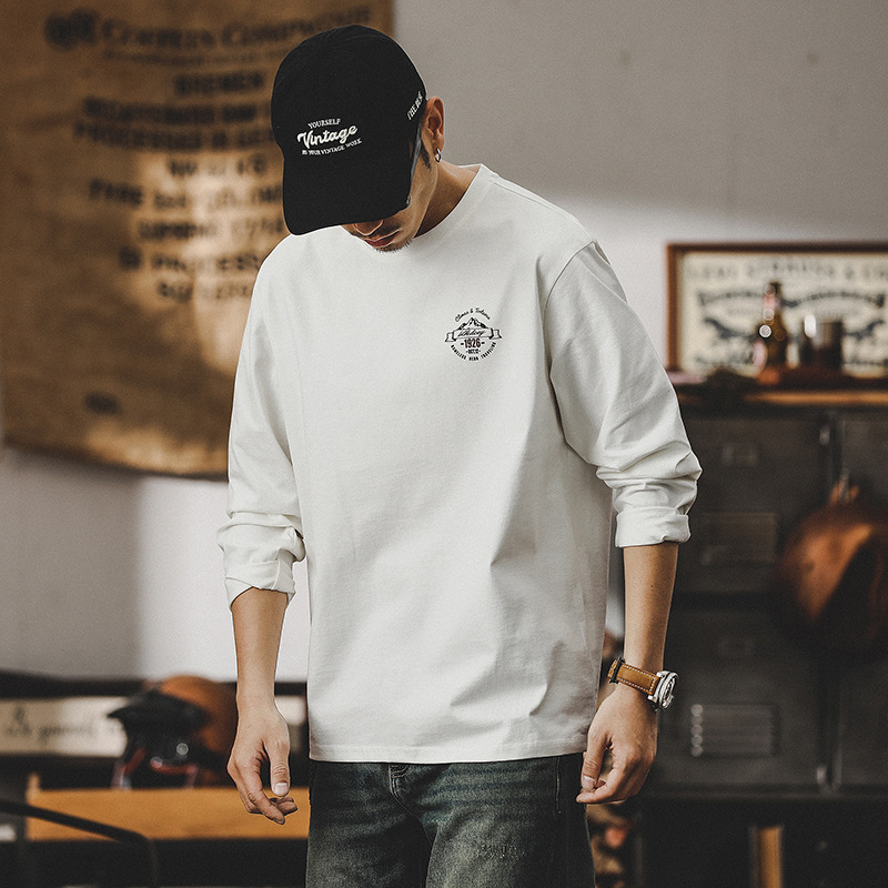 美式重磅260gT恤男長袖春季2024年新款戶外印花潮牌男裝上衣