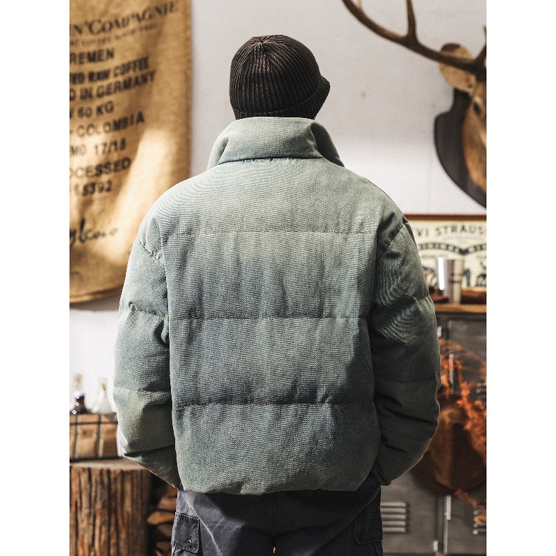 高充絨蓬鬆白鴨絨男士羽絨服冬季新款潮牌加厚保暖麪包服牛仔外套