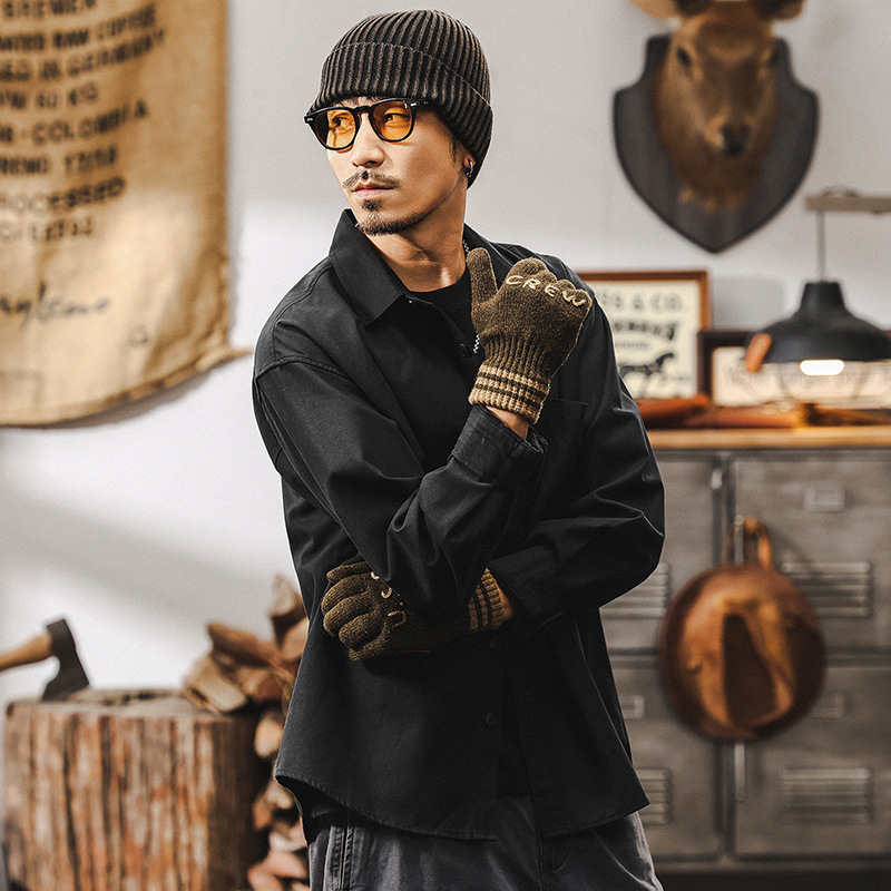 萊賽爾天絲高級感襯衫男長袖春季2025新款美式復古休閒襯衣外套男