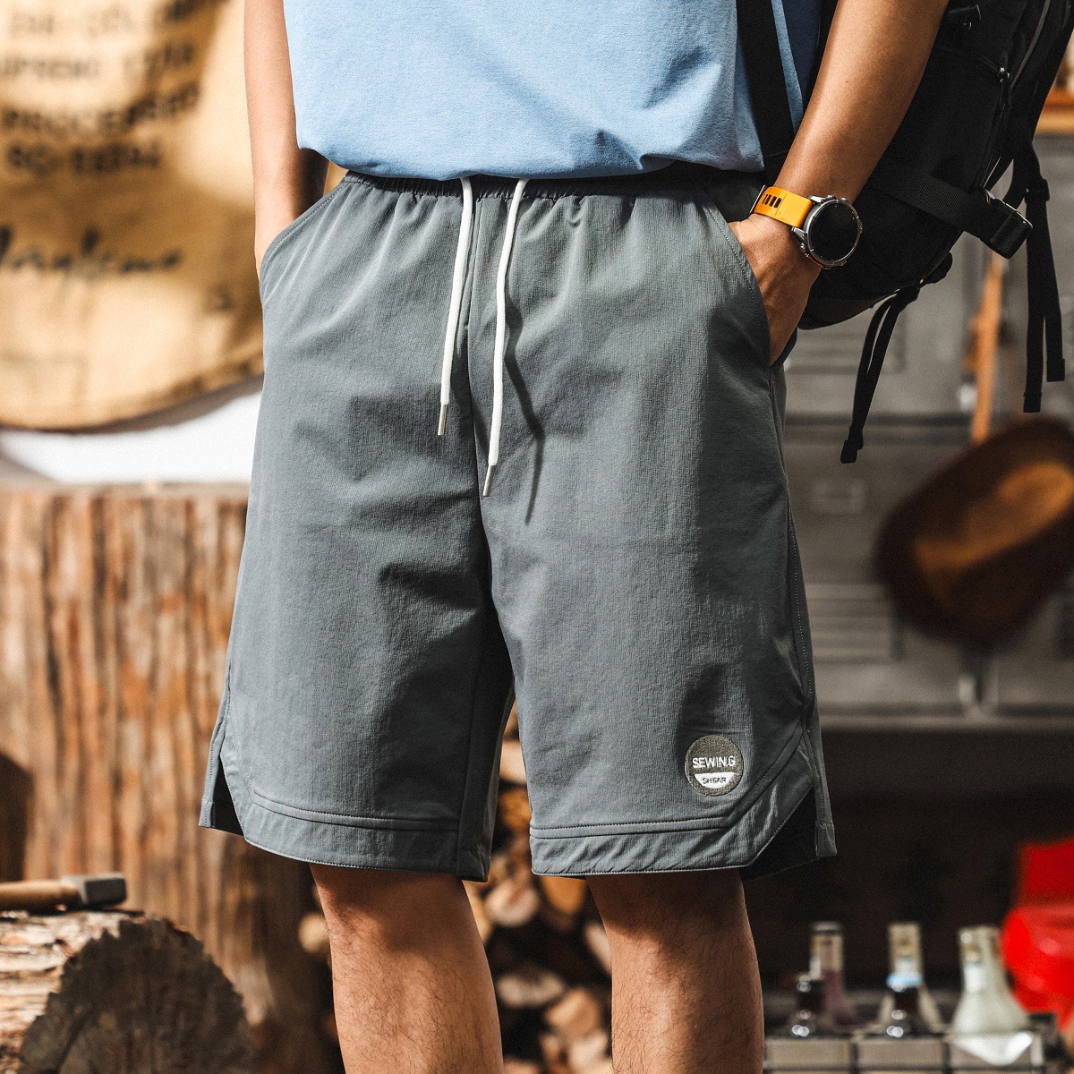 美式山系戶外短褲男夏季薄款2025新款潮牌寬鬆大碼休閒男生五分褲