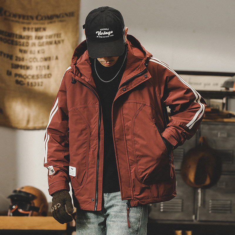 美式防水戶外工裝夾克男秋冬款可機洗絎棉衝鋒衣冬季加絨加厚外套