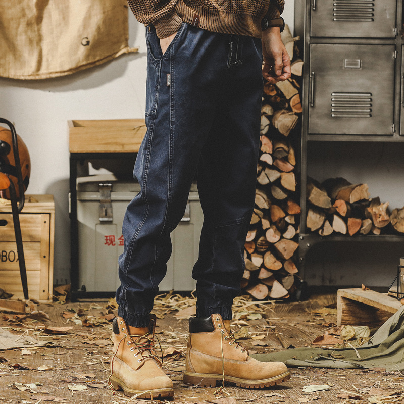 杰雷諾美式復古工裝褲子男秋冬款寬鬆潮牌潮流大碼束腳男士休閒褲