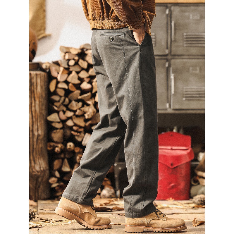 美式復古工裝褲男秋季2025新款寬鬆直筒長褲子簡約水洗男士休閒褲