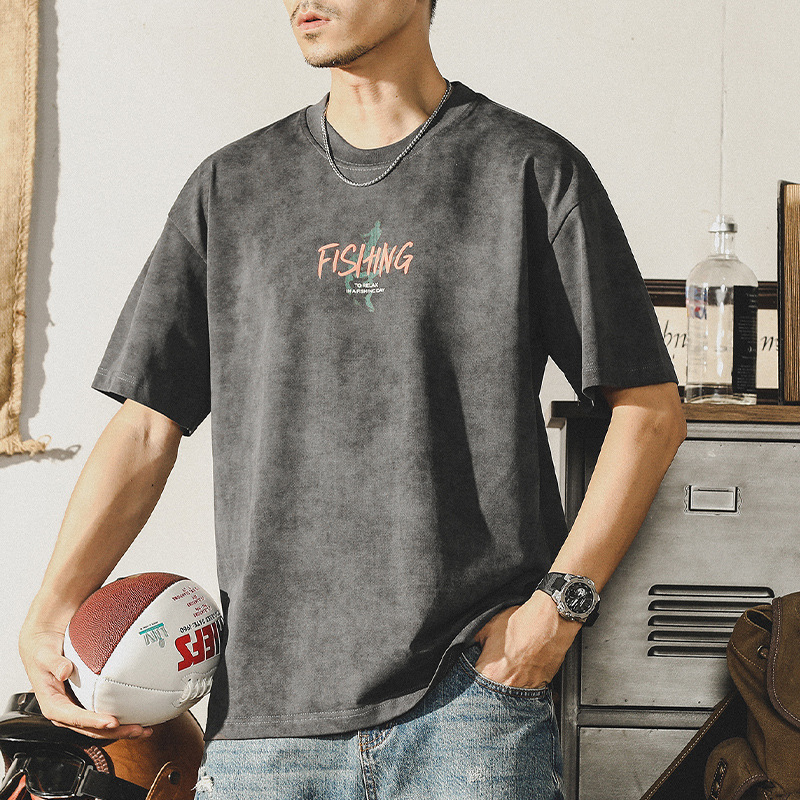 杰雷諾抗皺涼感夏季短袖T恤男士寬鬆上衣潮牌2024新款半袖男體恤