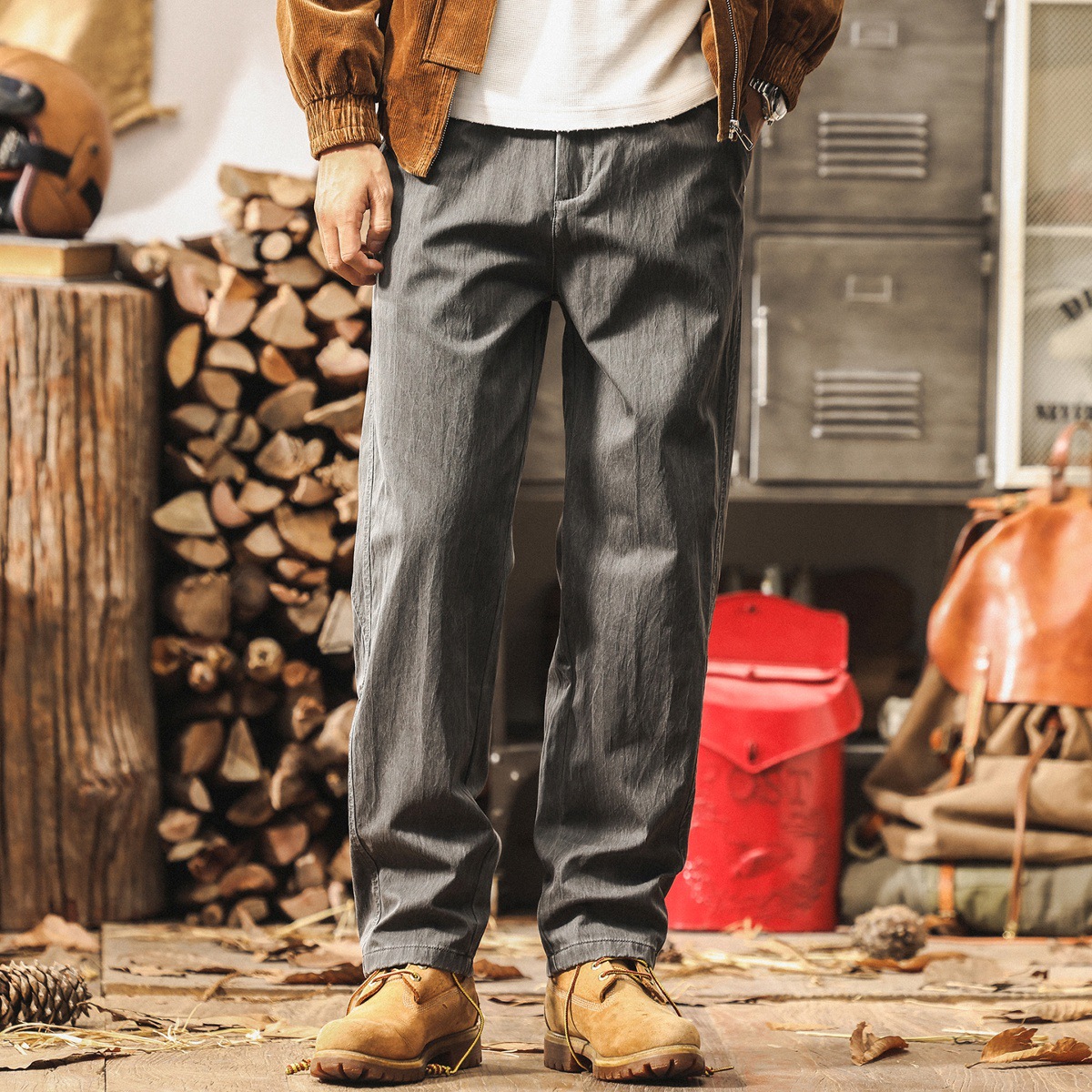 美式復古秋季褲子男2025新款簡約潮牌男士休閒褲寬鬆直筒春秋長褲