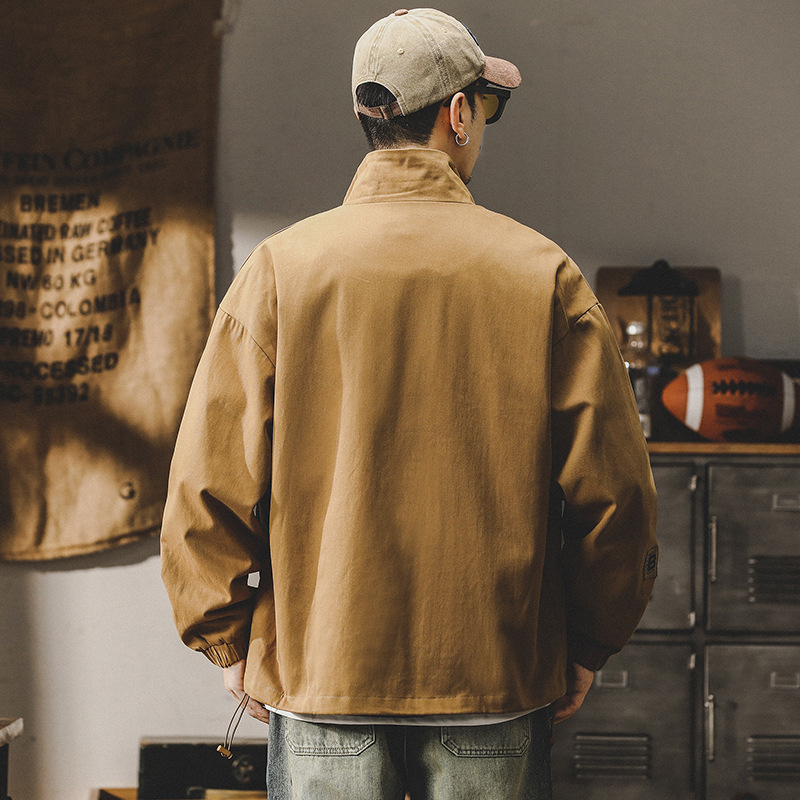 杰雷諾美式復古潮牌工裝夾克男寬鬆大碼秋冬款硬漢教練休閒外套男