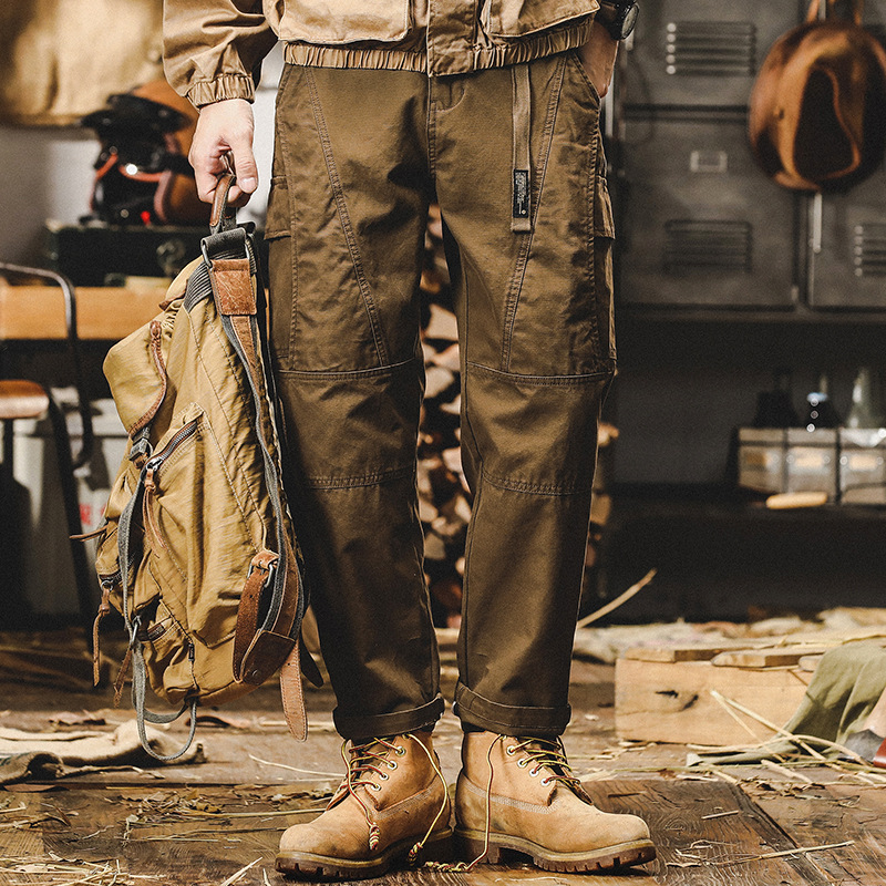 美式重磅復古工裝褲子男寬鬆直筒2024春秋新款潮牌戶外通勤休閒褲