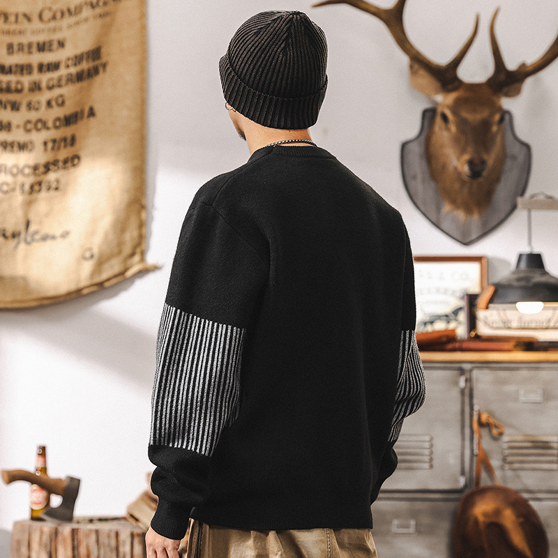 美式復古698g重磅毛衣男冬季加厚寬鬆慵懶風針織衫男士內搭秋冬款