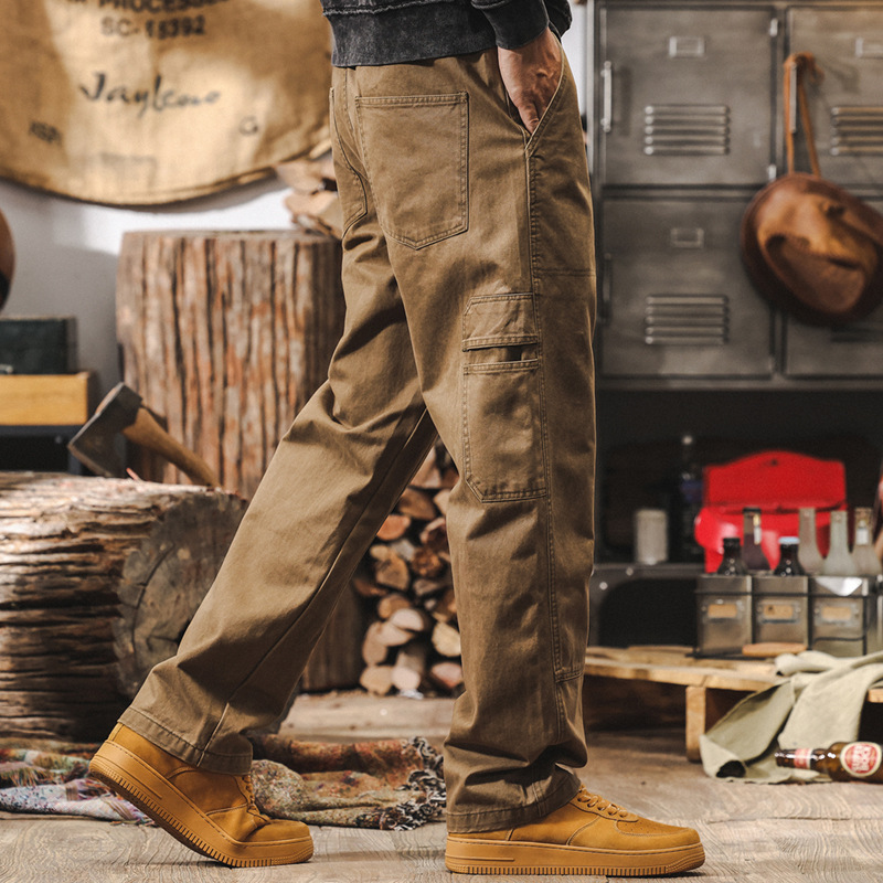 美拉德復古工裝褲子男春季2025新款直筒闊腿褲潮牌寬鬆休閒長褲男
