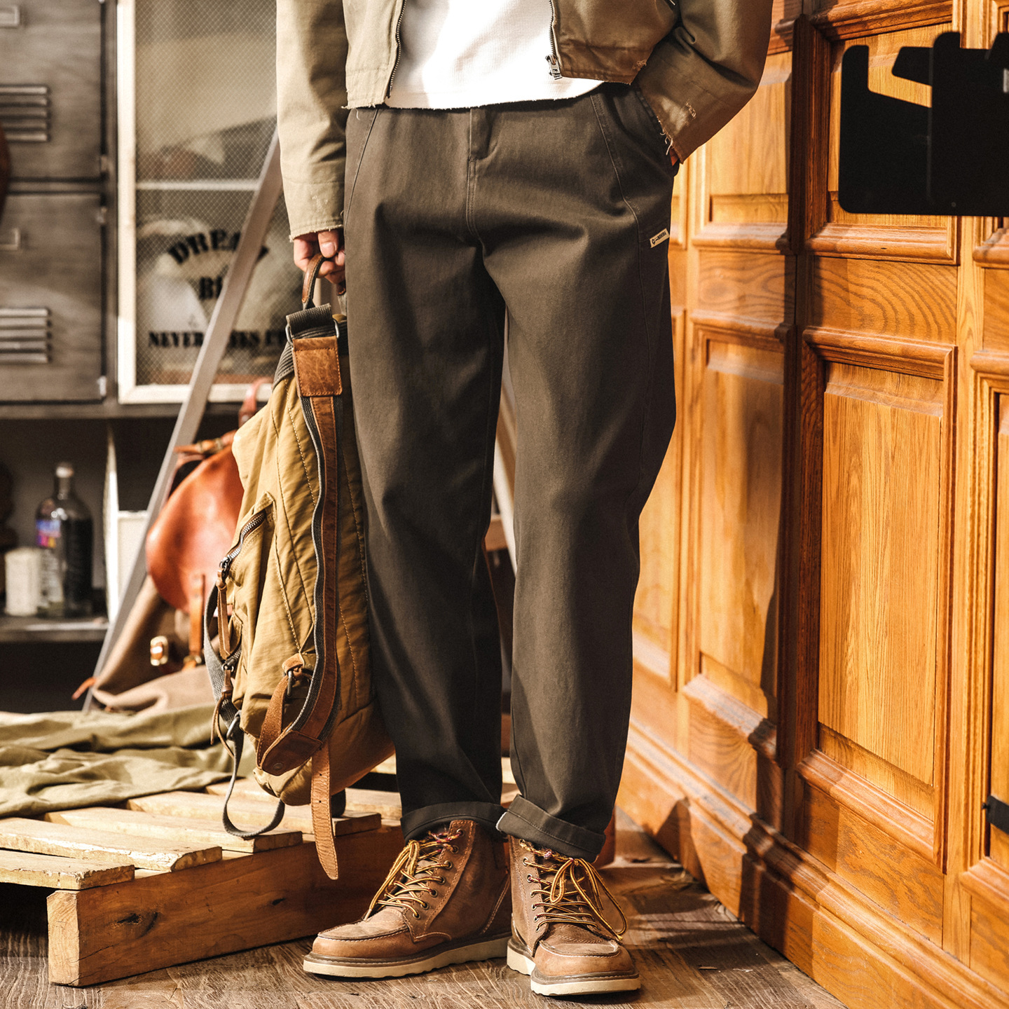 美式復古工裝褲男2025新款簡約褲子男秋季寬鬆直筒潮牌男士休閒褲