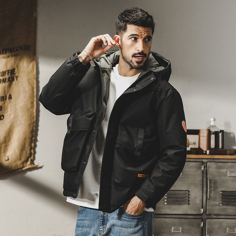 杰雷諾美式連帽羽絨服男冬季2023年新款寬鬆戶外工裝外套男秋冬款