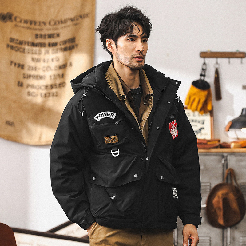 美式潮牌工裝羽絨服男冬季加厚戶外抗寒保暖戰術機能外套男秋冬款