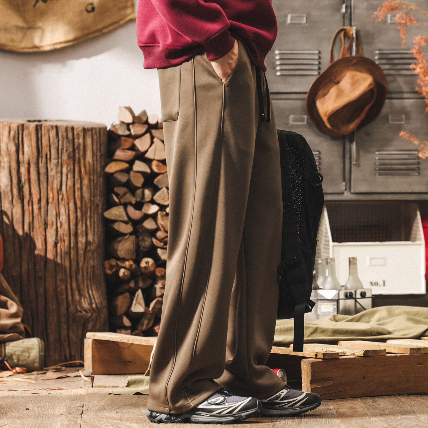 美式復古絲滑垂感衛褲男春季2025新款寬鬆闊腿褲直筒潮流休閒褲男