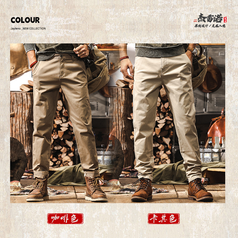 美式復古簡約工裝褲男春季2025新款潮牌寬鬆直筒輕熟通勤休閒褲男