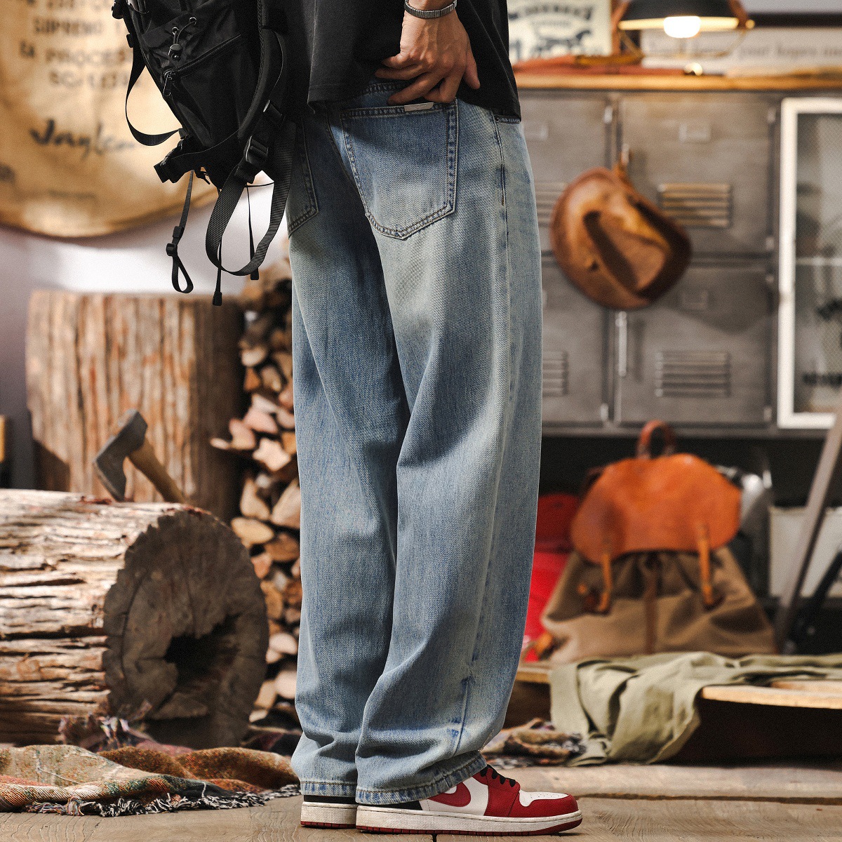 萊賽爾抄漂手縫薄款牛仔褲男2025新款潮流褲子男士春季直筒休閒褲