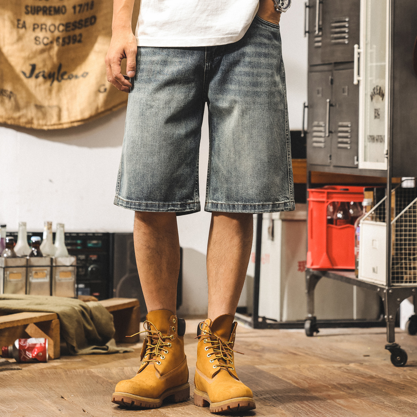 牛仔短褲男夏季新款美式潮牌百搭休閒直筒中褲寬鬆大碼男士五分褲