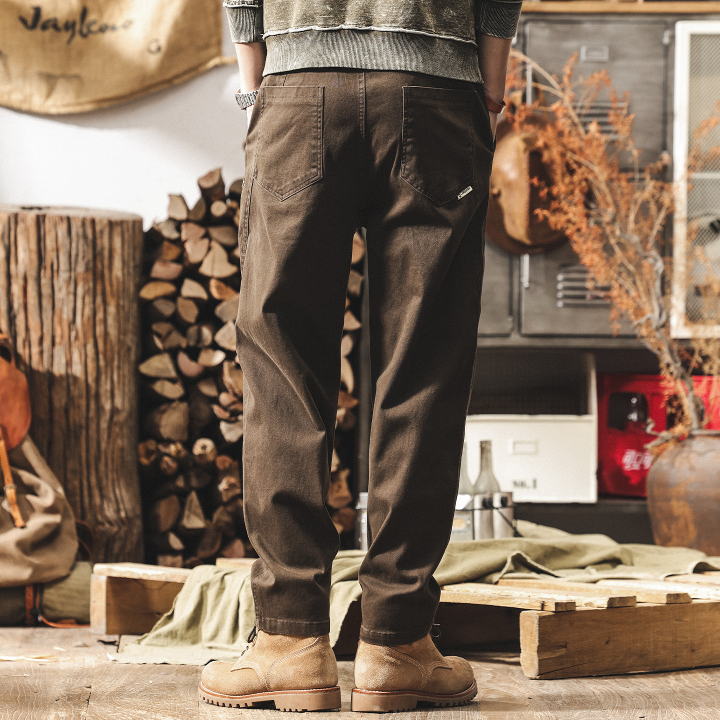 美式復古加絨工裝褲男款2025冬季潮牌直筒男士褲子加厚寬鬆休閒褲