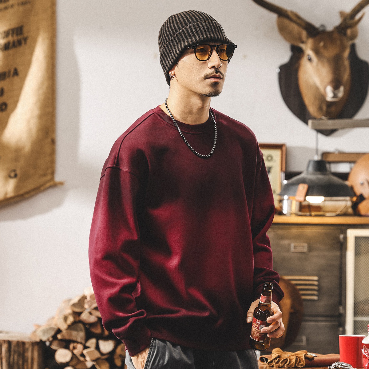 美式復古髒染重磅衛衣男士新款春秋新款潮牌寬鬆大碼長袖上衣男潮