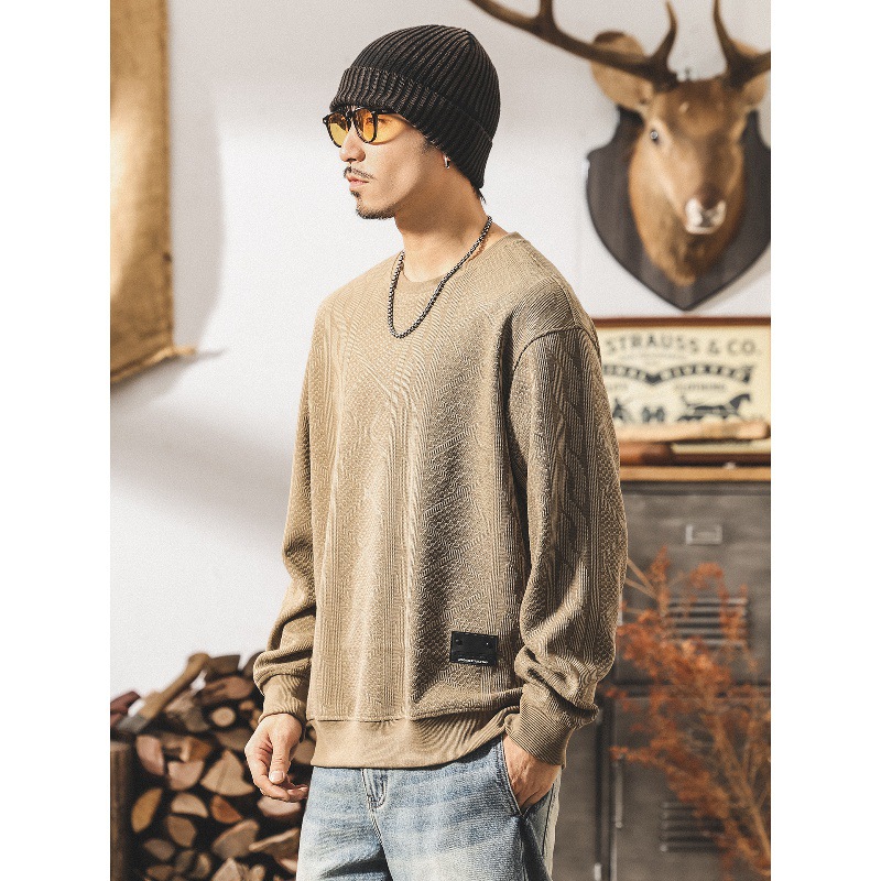 美式復古480g重磅衛衣男士2025新款潮流提花寬鬆大碼秋冬款衣服男