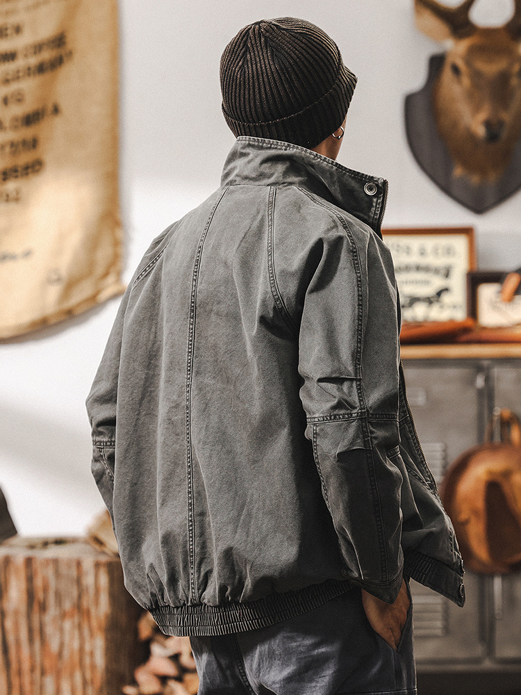 美式復古底特律工裝夾克外套男春季潮牌2025新款做舊阿美咔嘰男裝