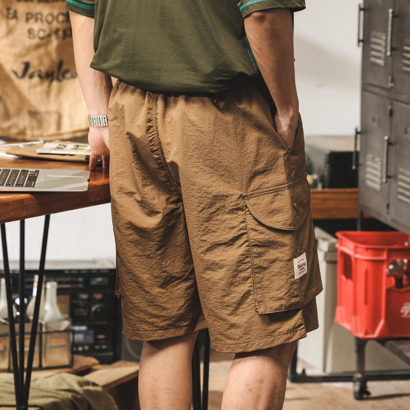 戶外機能工裝短褲男夏季新款冰絲涼感潮牌中褲寬鬆美式休閒五分褲