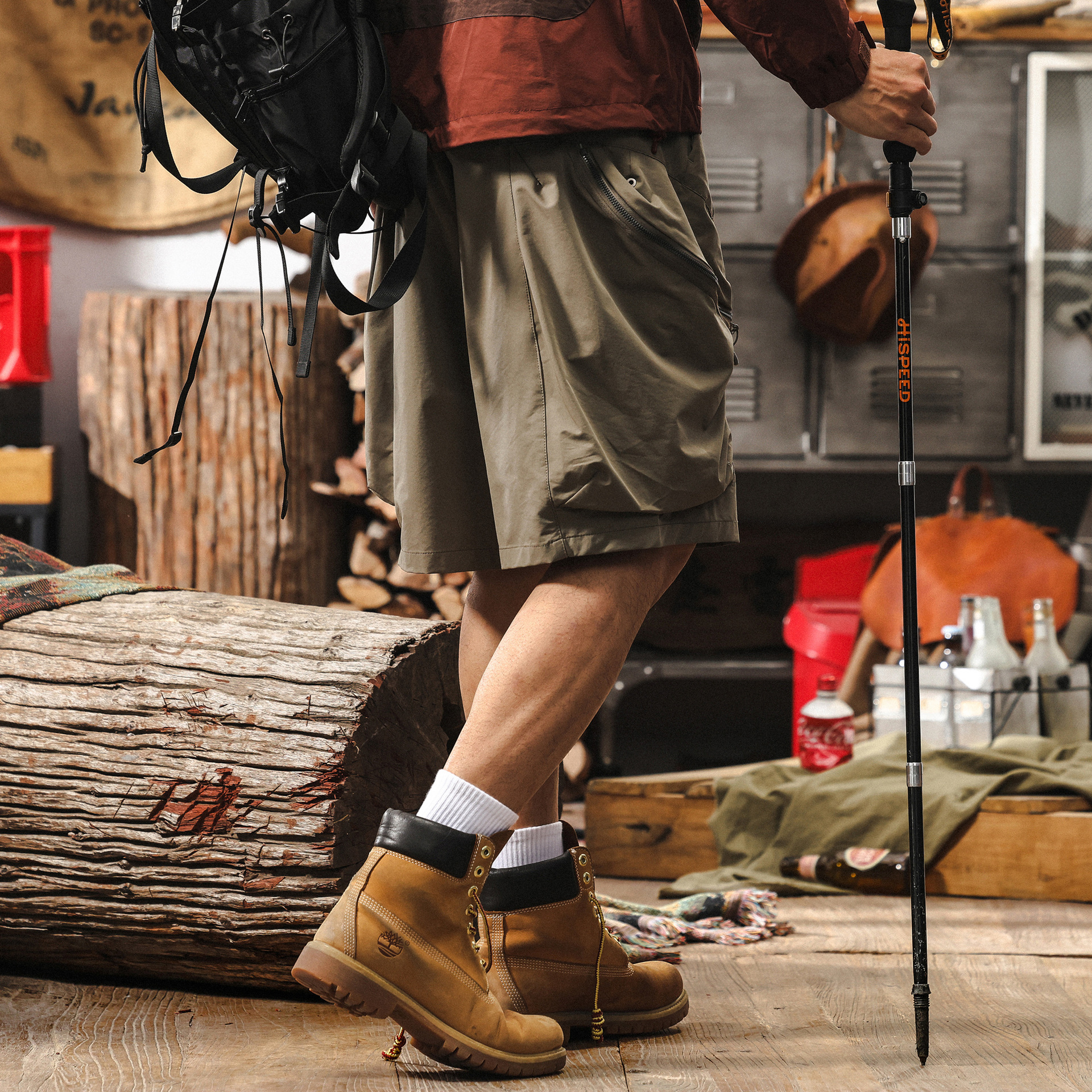 美式復古卡其色工裝短褲男款夏季潮牌戶外機能多口袋寬鬆五分褲男