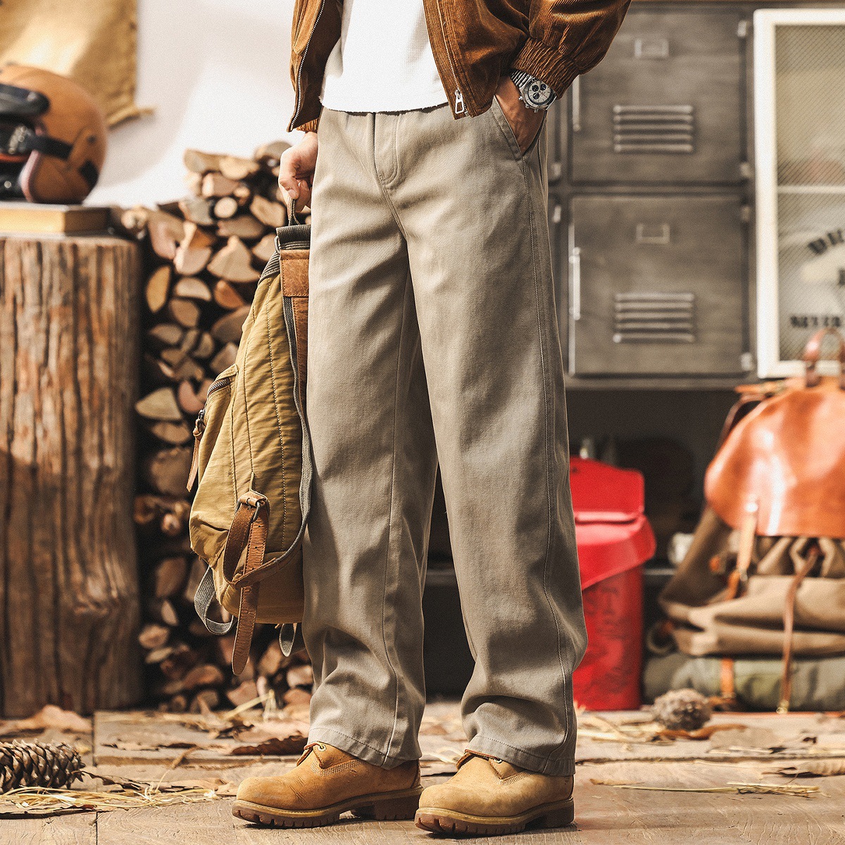 美式復古休閒褲男士長褲秋季2025新款寬鬆直筒潮牌工裝褲子男