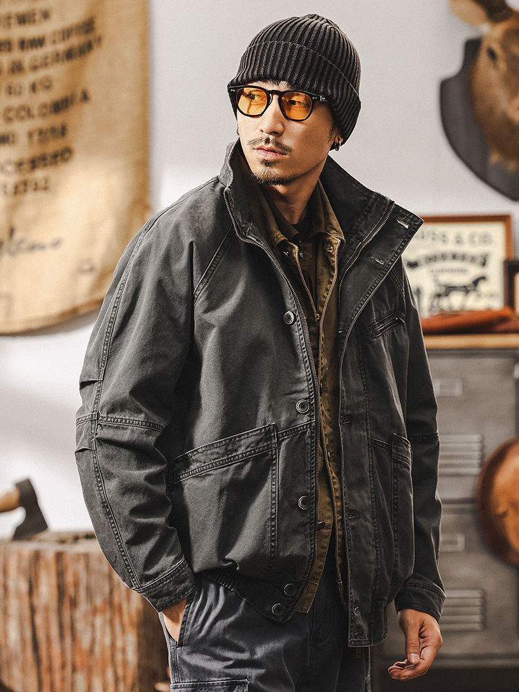 美式復古底特律工裝夾克外套男春季潮牌2025新款做舊阿美咔嘰男裝