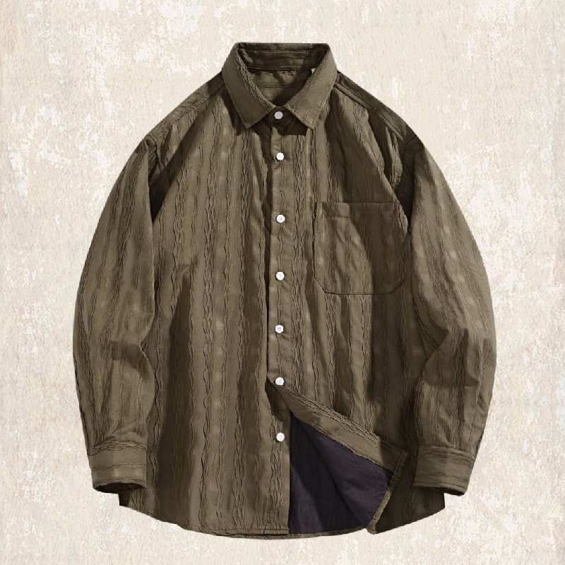 美式高級感休閒襯衫男士長袖秋季2024新款寬鬆潮流白色襯衣外套男