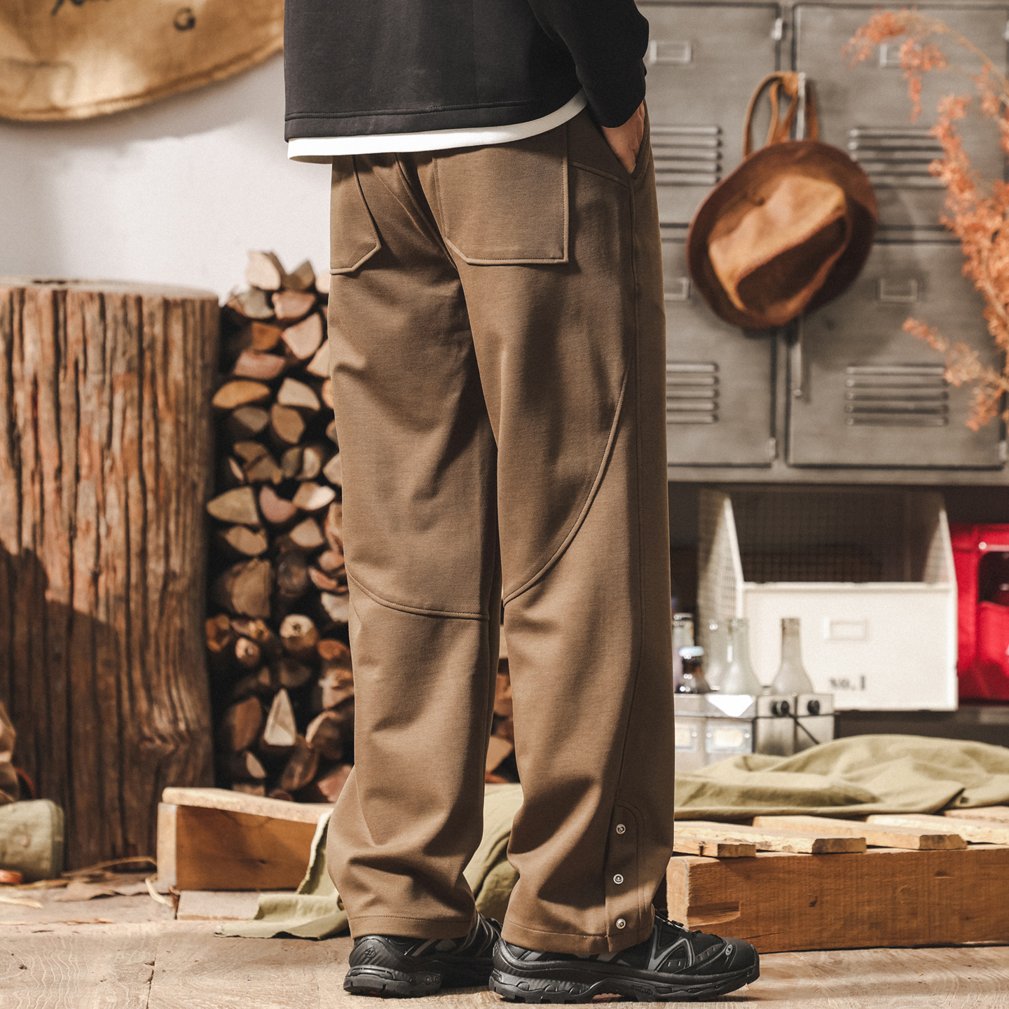 美式重磅復古萊賽爾垂感秋冬褲子男款寬鬆高級感休閒褲男直筒長褲