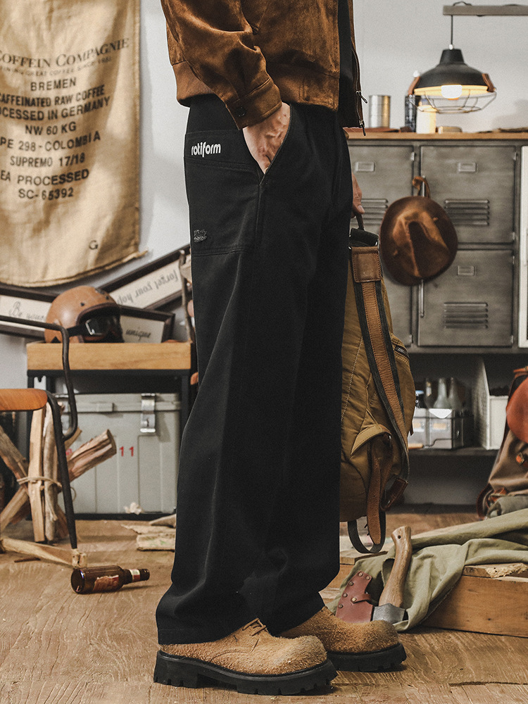 傑雷諾秋季美式複古工裝褲子男直筒2024新款寬松潮牌男士休閑長褲