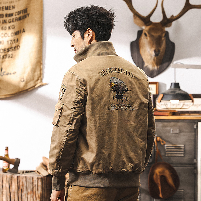 美式復古飛行員夾克男冬季加絨加厚戶外戰術作訓軍事短款工裝外套