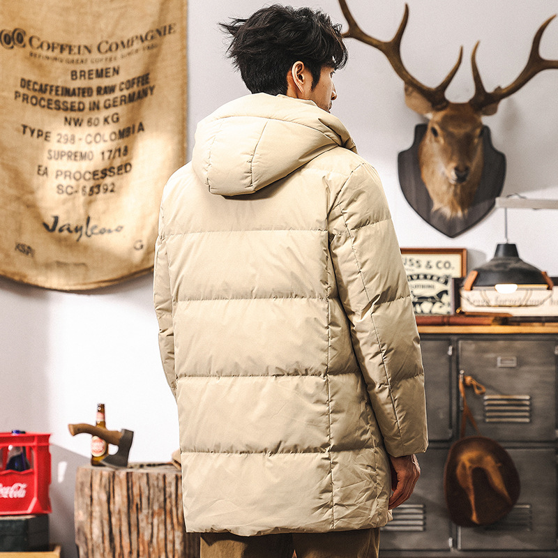 90%鴨絨石墨烯羽絨服男中長款冬季2024新款戶外連帽工裝大衣外套