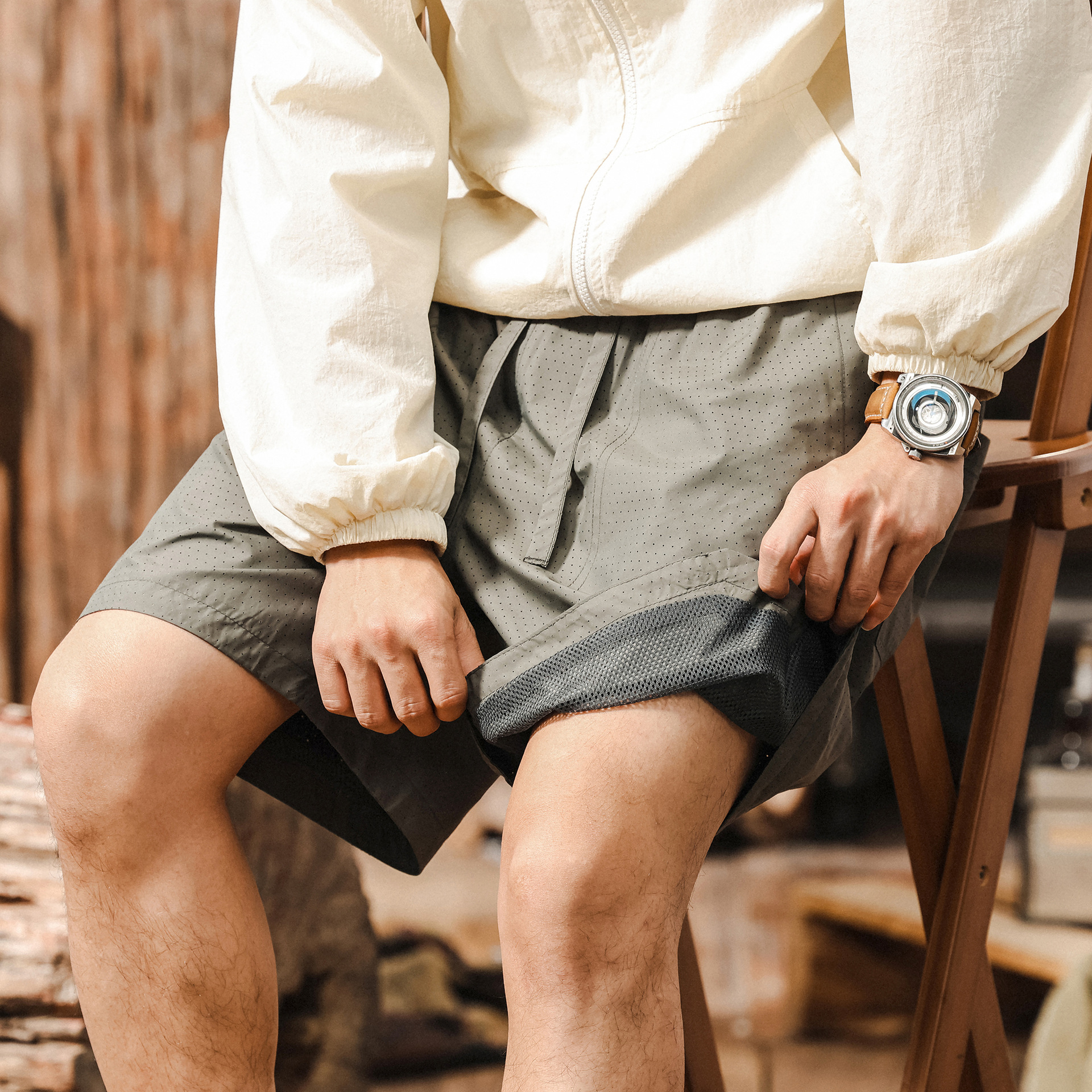 美式山系戶外短褲男夏季2025新款潮牌運動速幹通勤休閒大碼五分褲