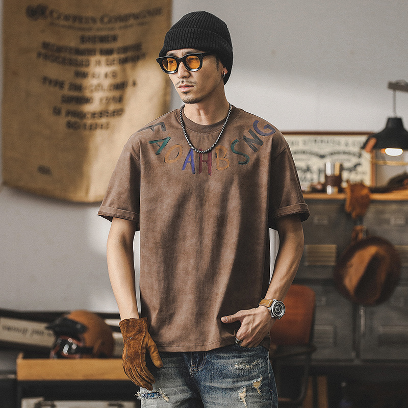 美式潮牌重磅短袖T恤男夏季2024新款男士休閒寬鬆上衣半袖男