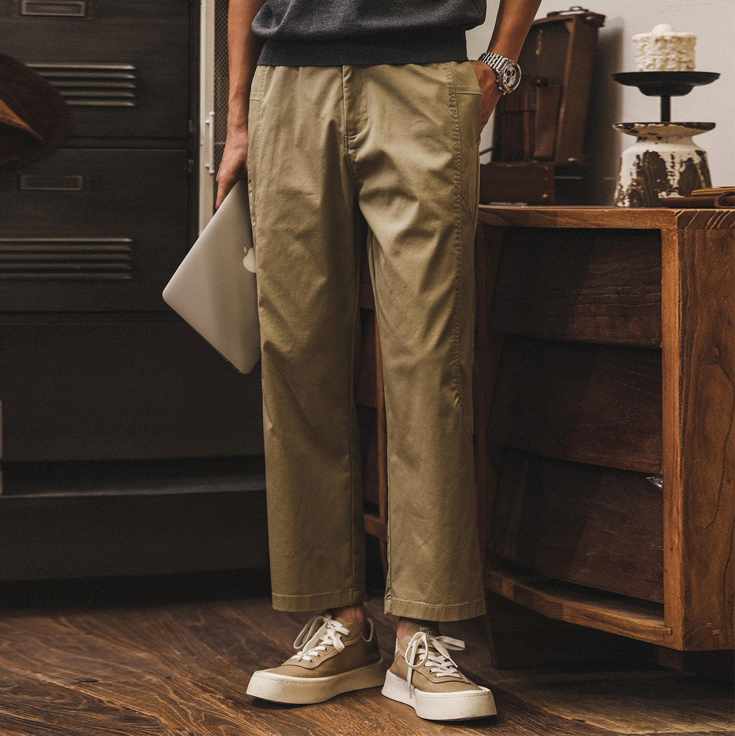 美式復古冰絲薄款九分褲子男直筒夏季2026新款寬鬆春夏男士休閒褲