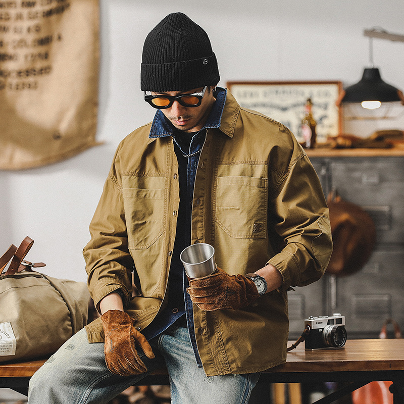 杰雷諾美式休閒外套男春秋款2024新款工裝襯衫男長袖潮牌獵裝襯衣