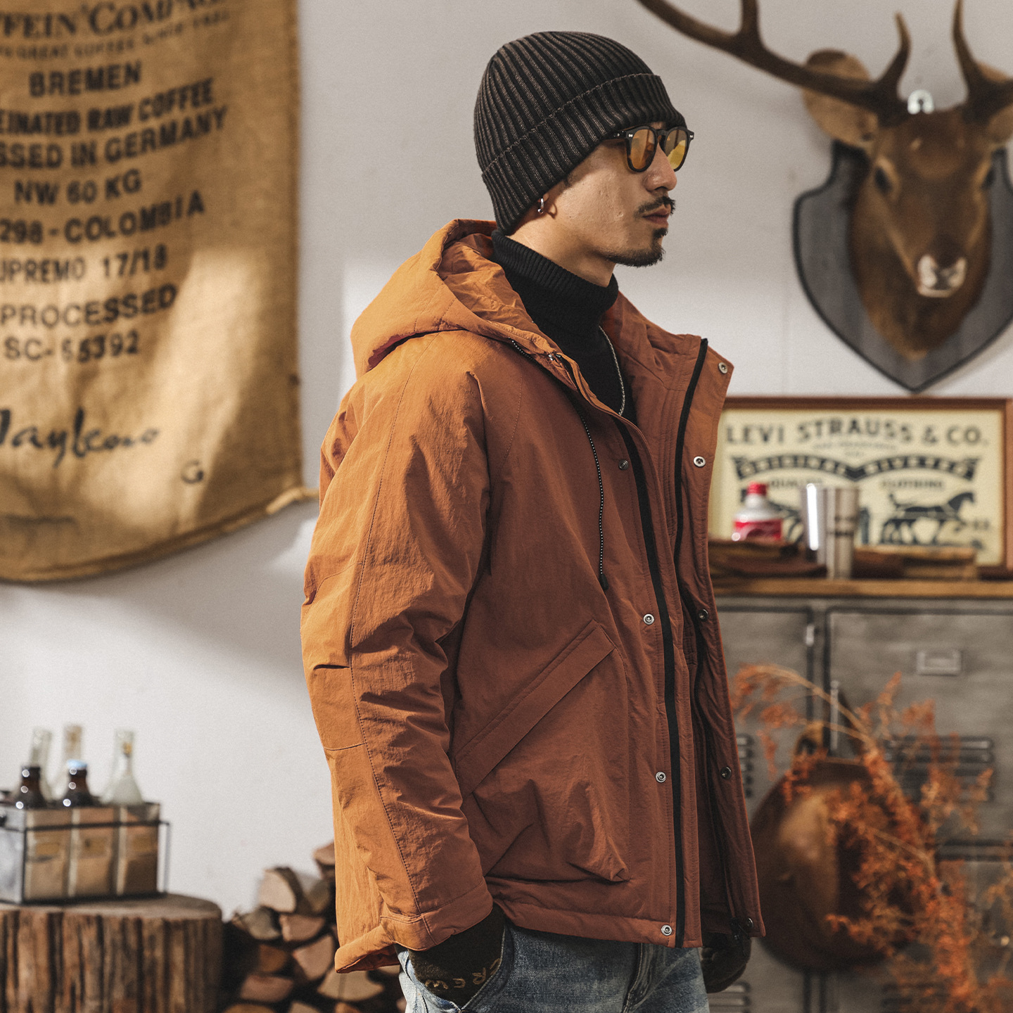 美式復古高充絨90純白鴨絨工裝羽絨服男冬季加厚保暖禦寒男士外套