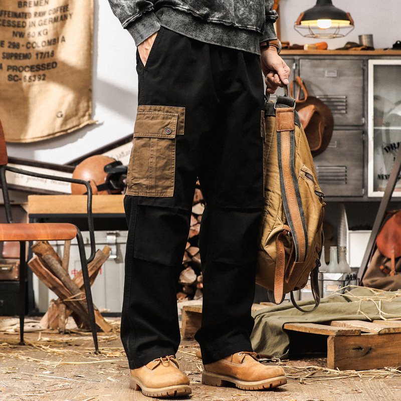 美式復古工裝褲男秋季高感寬鬆多色直筒褲男士大款休閒褲