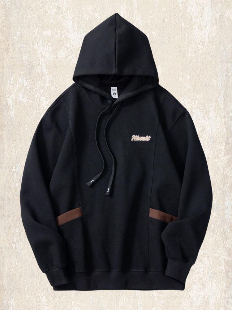 360g重磅衛衣男寬鬆連帽撞色上衣美式復古春秋款男士休閒刺繡外套