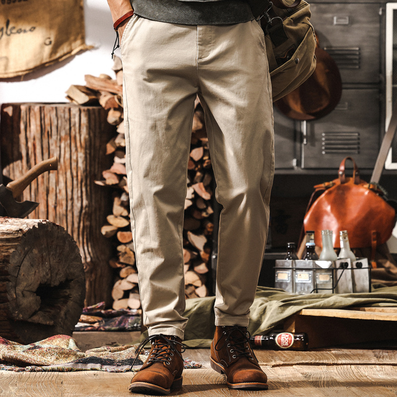 美式復古簡約休閒褲子男春季2025新款上班通勤男褲百搭寬鬆直筒褲