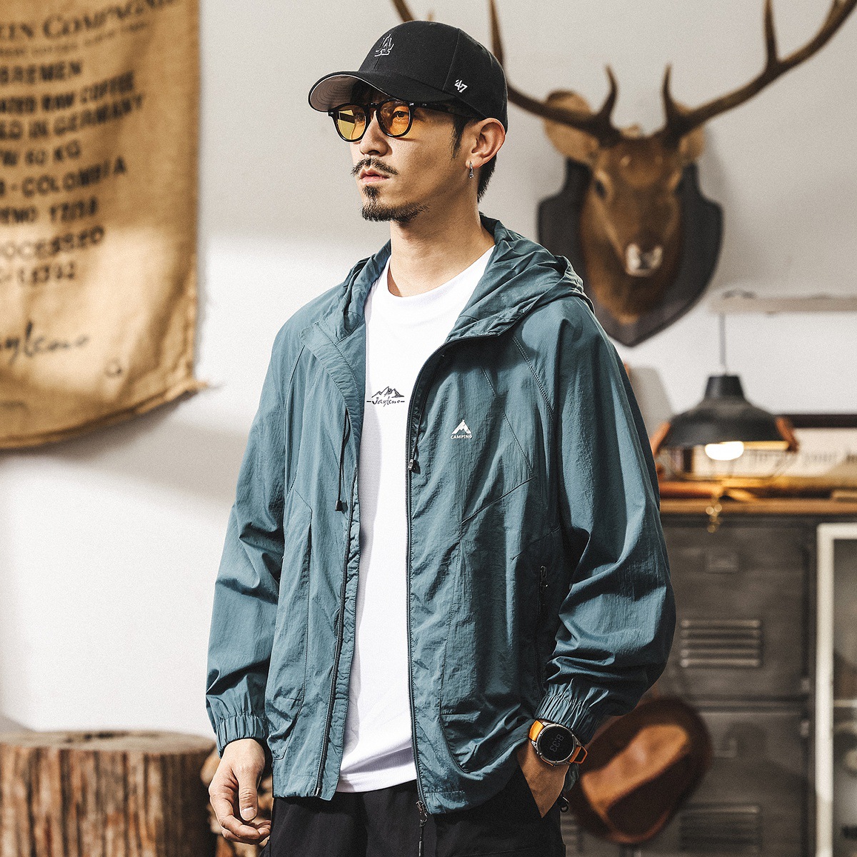 冰絲涼感速幹防曬衣男款夏季UPF50+防紫外線寬鬆防曬服薄款外套男