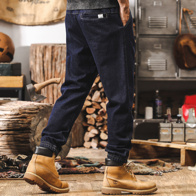 活性染不掉色牛仔褲男美式丹寧水洗褲子秋季2024新款直筒休閒長褲